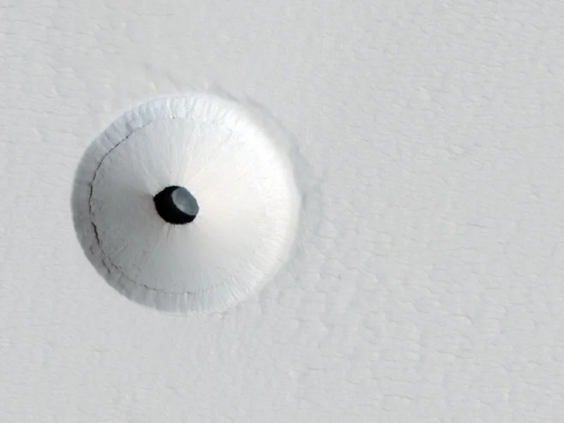 Hole at the bottom of the crater of Pavonis Mons