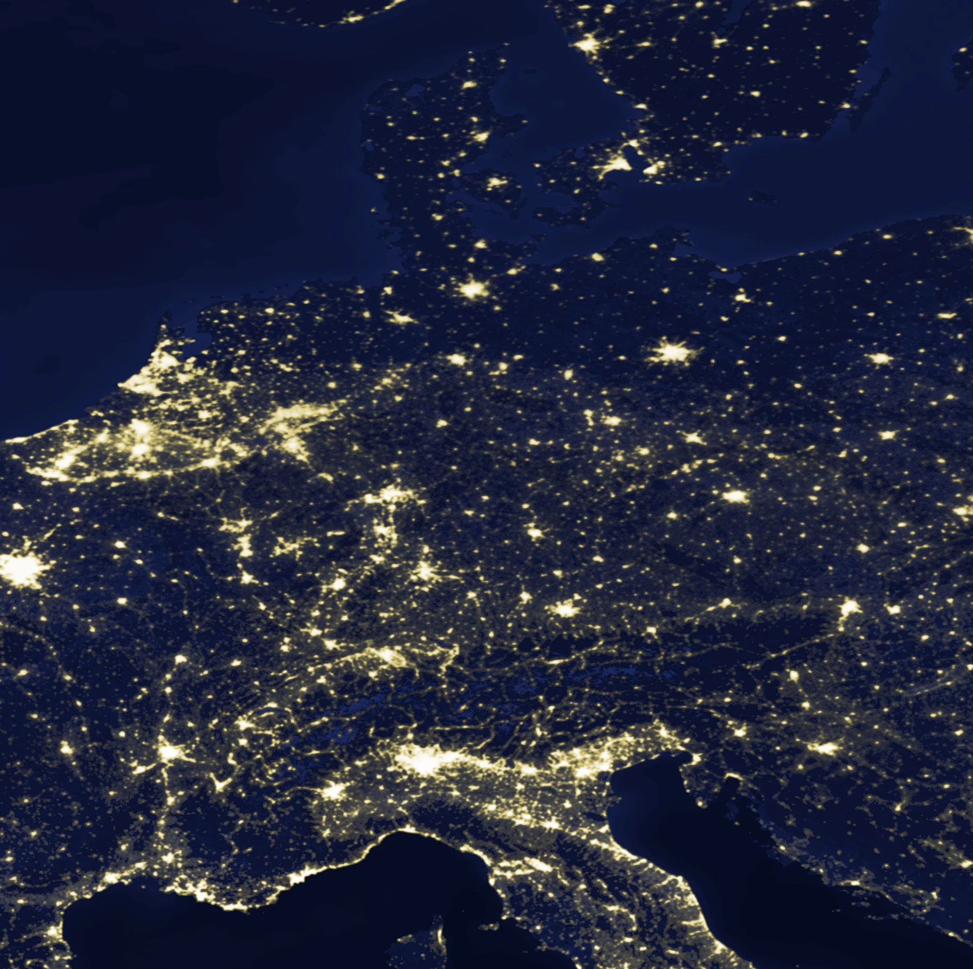 Light pollution map of central europe