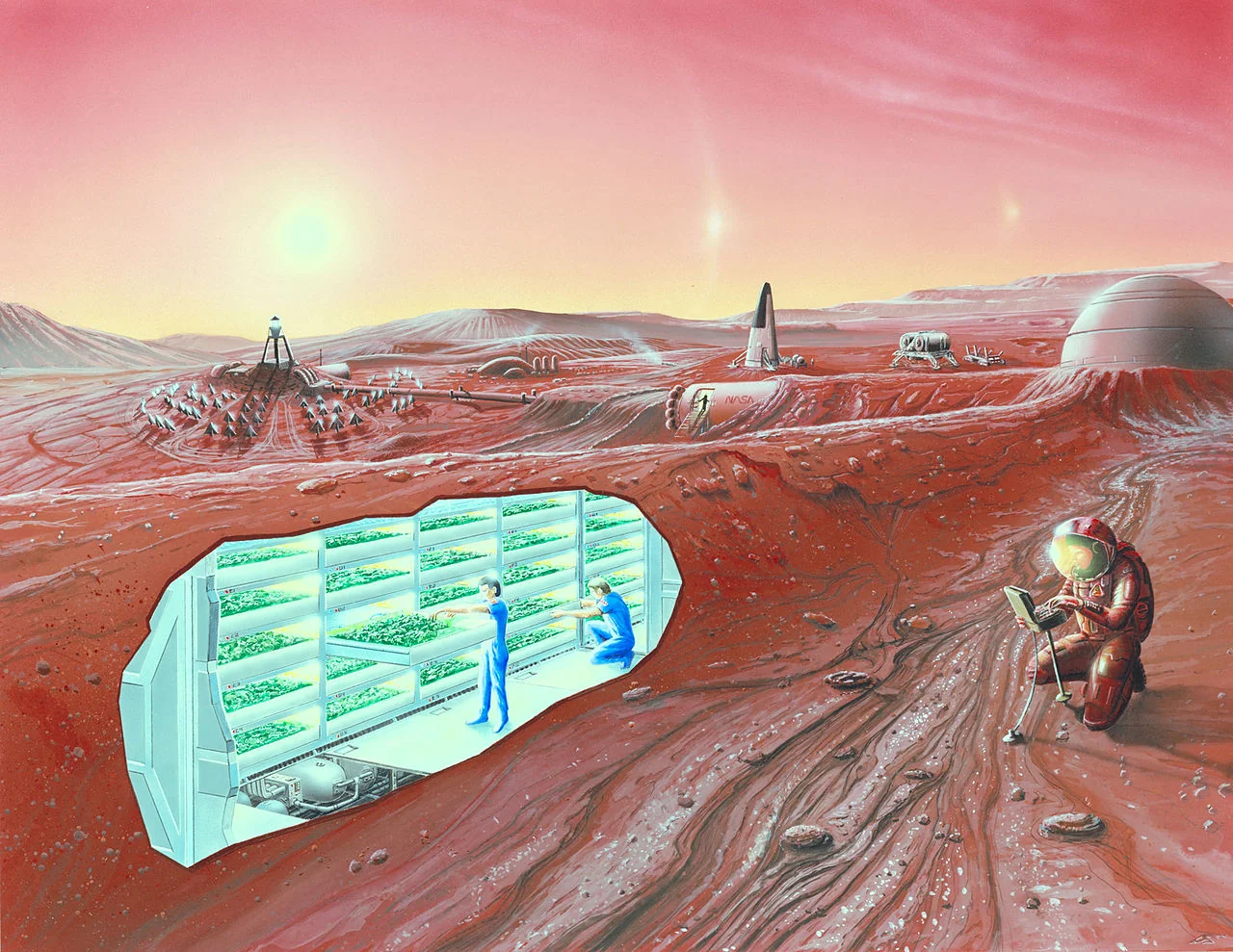 Artist's rendering of a Martian colony in the future.