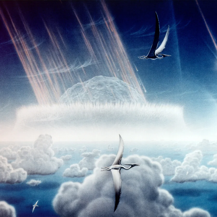 Artists depiction of an asteroid impact on Earth