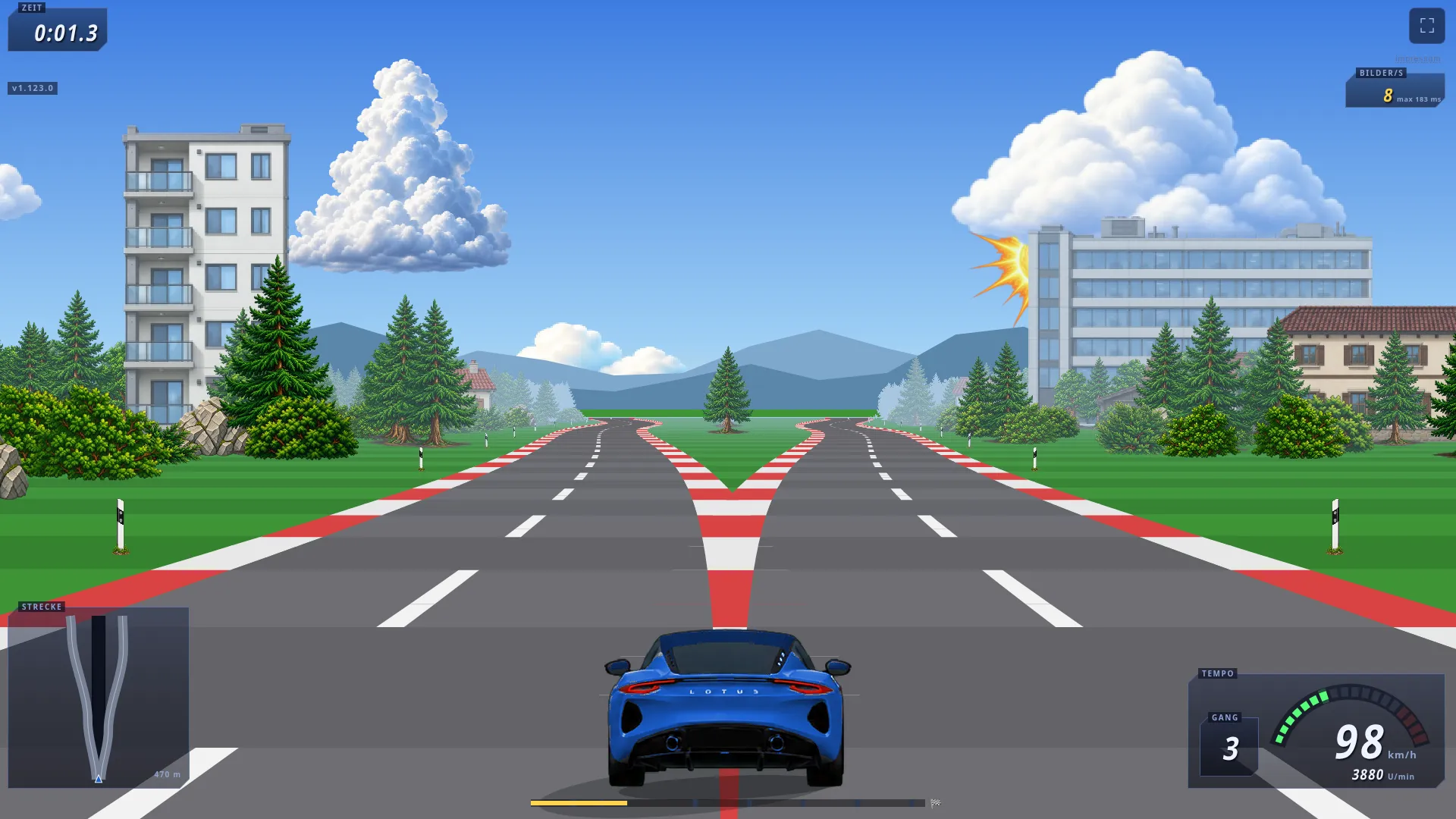 Fluchtpunkt: the road splits into two carriageways