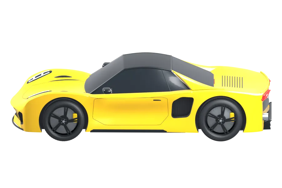 Sirius, yellow coupé, side view