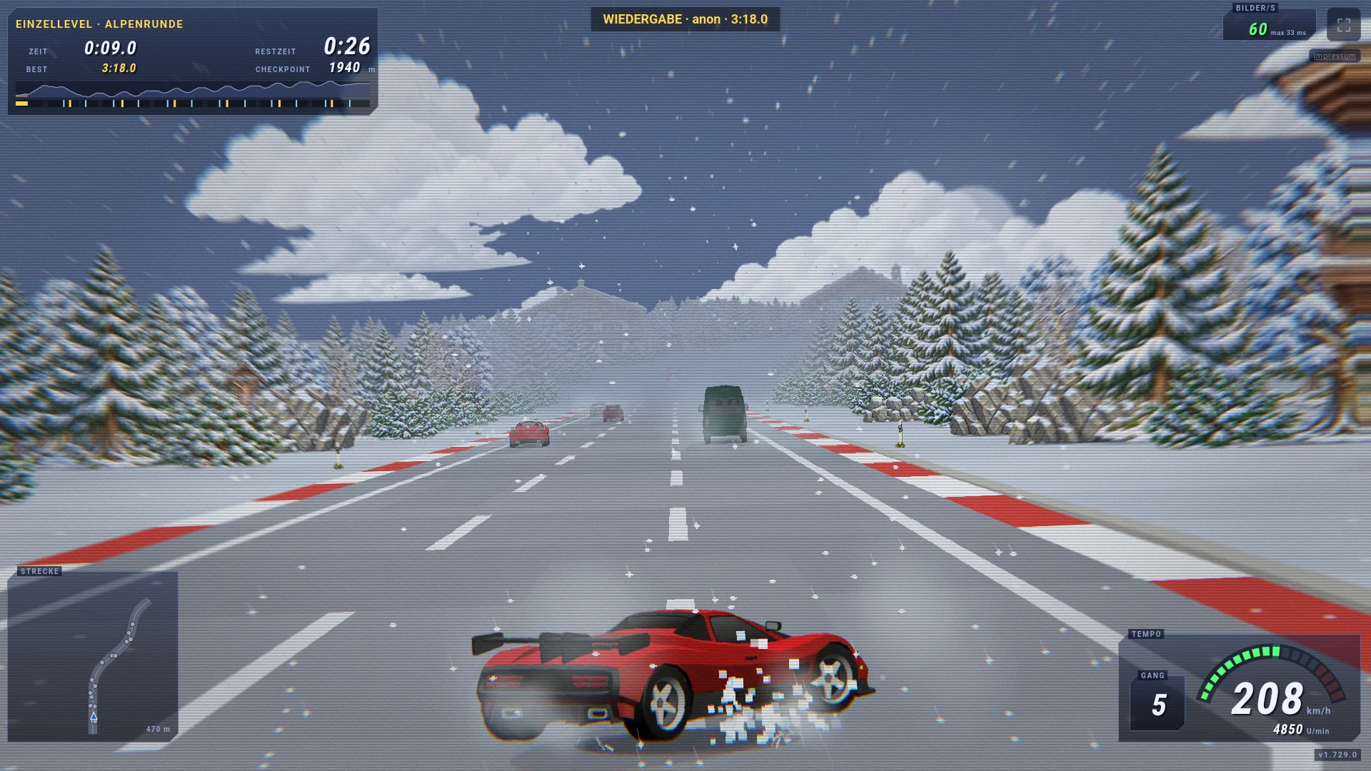 Fluchtpunkt: the car spinning on a snowy road