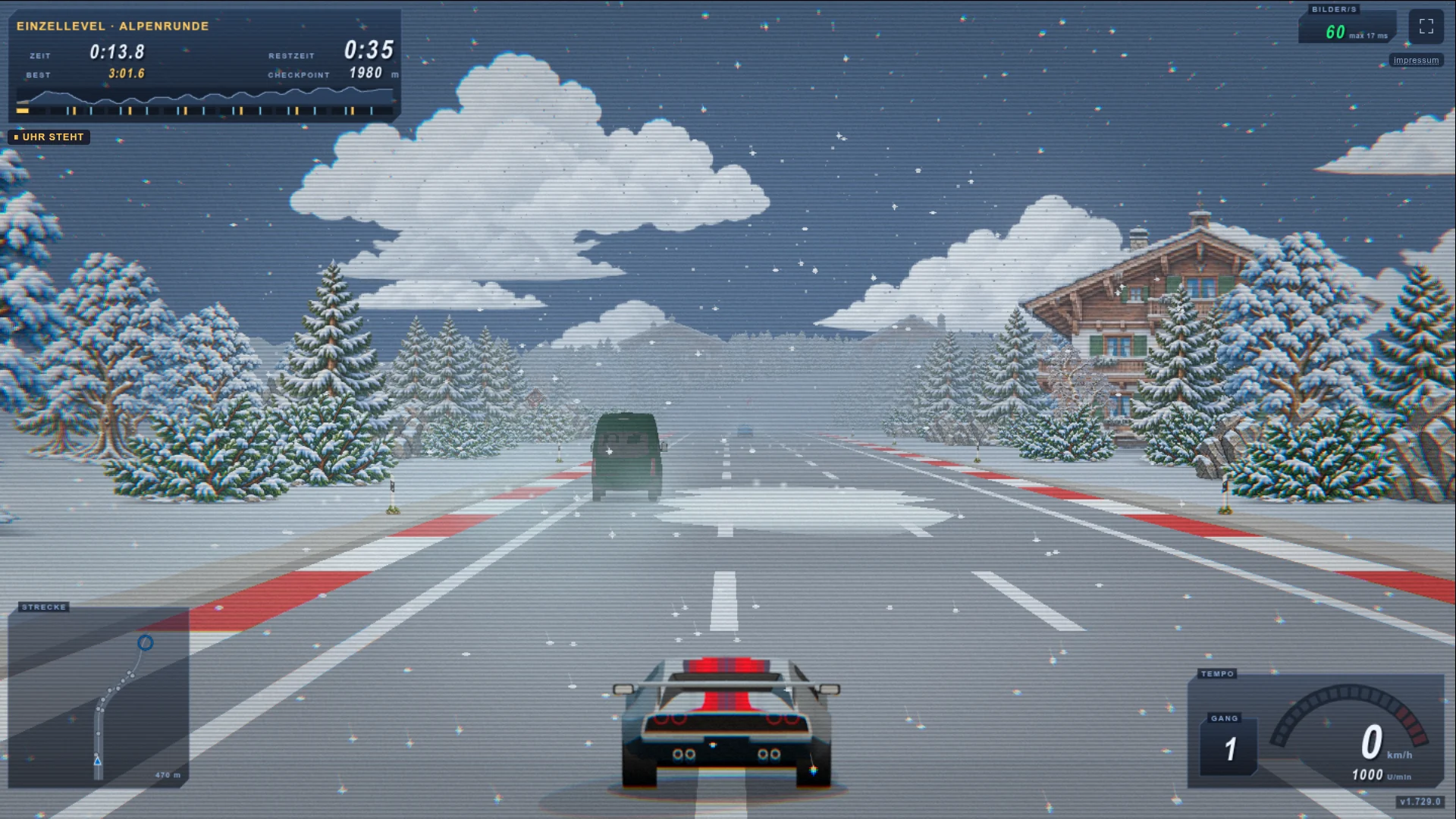 Fluchtpunkt: ice patch on the road in the Alpine Circuit