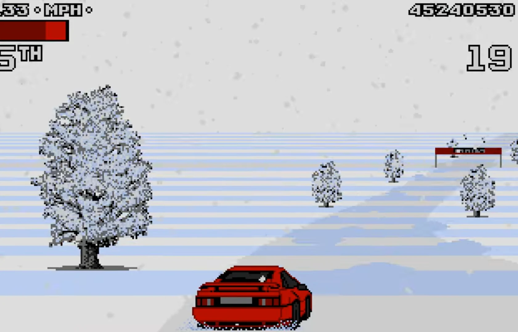 Lotus Turbo Challenge 2: ice patches on a snowy track